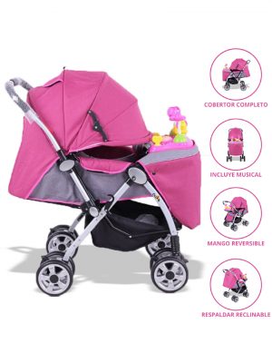 Coche Cuna Musical «CONFORT» Pink