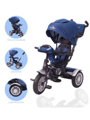 Triciclo Guiador Reversible para Niños EBABY «ZOE» Blue