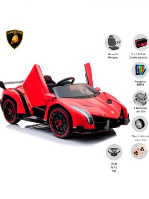 Auto a Batería LICENCIADO LAMBORGHINI «VENENO» Red