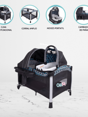 Cuna Corral para Bebés EVEZO «ZYBELA» Blue