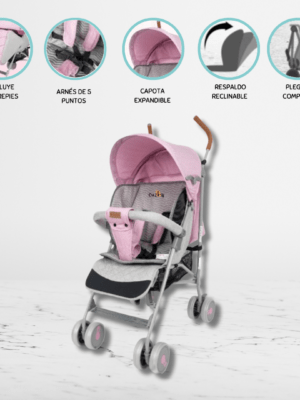 Coche Bastón Deportivo para Bebé BABY HAPPY «SAMY» Pink