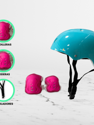 Casco con Set de Protección «EZ» Ligth Blue