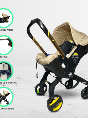 Coche Portabebé 3 en 1 para Bebés «DONNA GOLD» Black