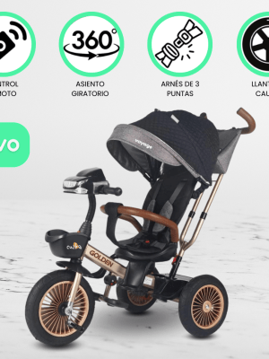 Triciclo Guiador para Niños VOYAGE «GOLDEN II» Black