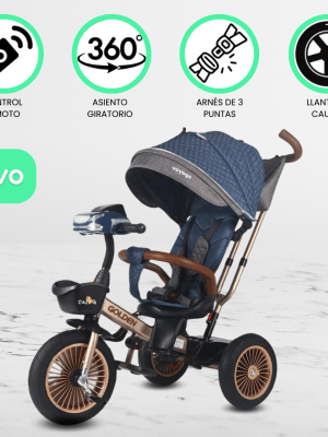 Triciclo Guiador para Niños VOYAGE «GOLDEN II» Blue