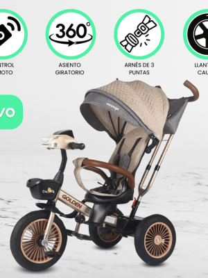 Triciclo Guiador para Niños VOYAGE «GOLDEN II» Beige