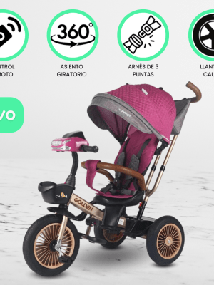 Triciclo Guiador Para Niños «GOLDEN II» Fucsia