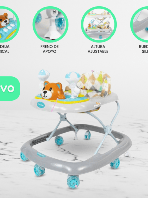 Andador Musical Graduable para Bebés BABY HAPPY «BEAR» Gray