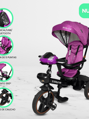 Triciclo Guiador Musical 360° «ADVENTURE» Dark Pink