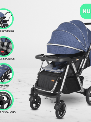 Coche Cuna Reversible para Niños BABY HAPPY «PASSO» Blue