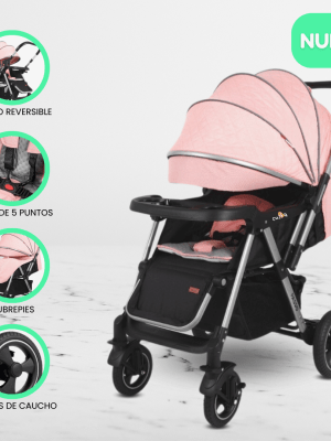Coche Cuna Reversible para Niños BABY HAPPY «PASSO» Pink