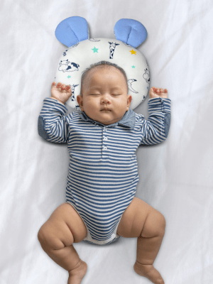Almohada Anti Cabeza Plana para Bebé CUZKA «OREILLE» Blue/white