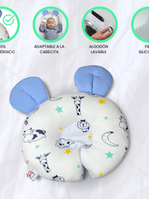 Almohada Anti Cabeza Plana para Bebé CUZKA «OREILLE» Light Blue