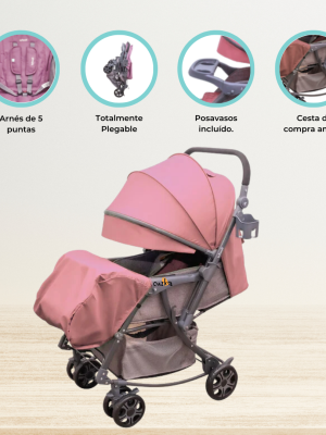 Coche Cuna Mecedora INFANTI «GENOVA 2G» Pink