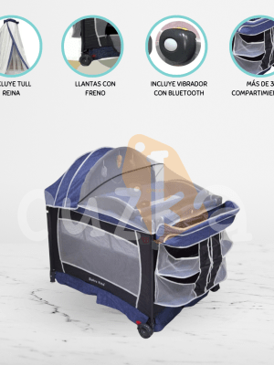 Cuna Corral Mecedora «VERONA QUEEN» Blue