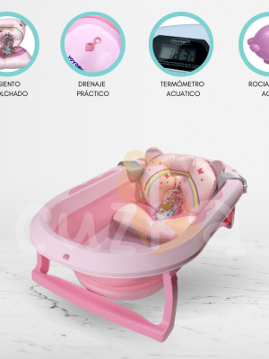 Bañera Plegable con Termómetro «AQUATIC» Pink