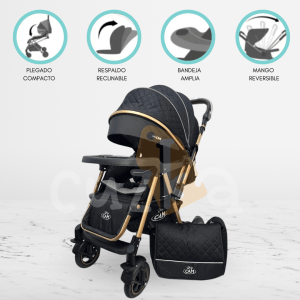 Coche Cuna Reversible de Aluminio «ZARAGOZA» Black