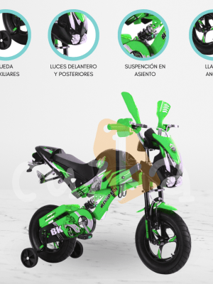 Bicicleta para Niños ARO 12 «MOTORCYCLE» Green