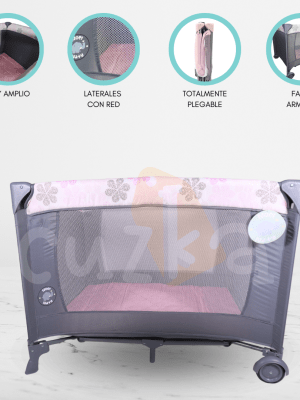 Cuna Corral Plegable «TREILLIS» Pink