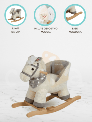Mecedora Peluche para Niños «CABALLO» White