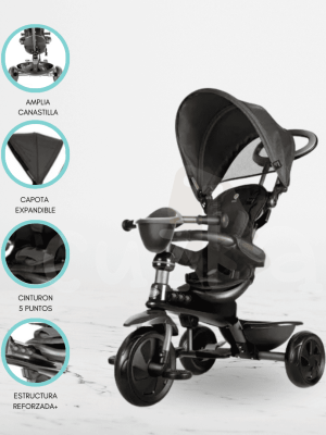 Triciclo Guiador Plegable para Niños «COSY» Black