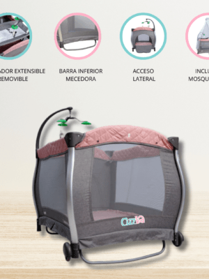Cuna Corral para Bebé plegable «LUNA PLUS» Pink