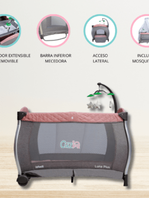 Cuna Corral para Bebé plegable «LUNA PLUS» Pink