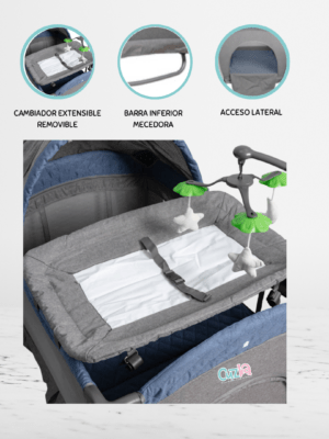 Cuna Corral para Bebé plegable «LUNA PLUS» Blue