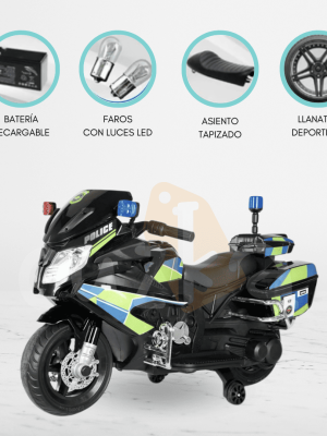 Moto a Batería para Niños «ELITE POLICE» Black