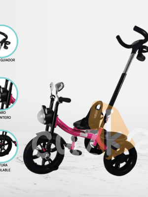 Triciclo Guiador para Niños «PUSHER» Pink