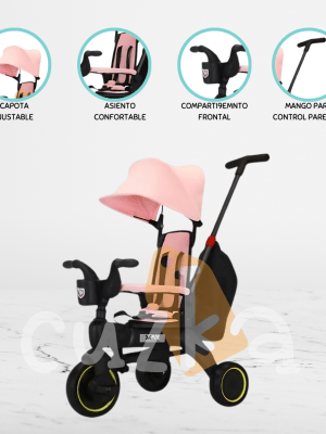 Triciclo Guiador Plegable para Niños «MAX» Pink