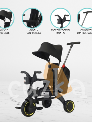 Triciclo Guiador Plegable para Niños «MAX» Black
