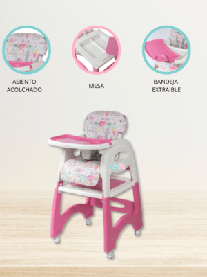 Silla de Comer 3 en 1 «LARA» Pink