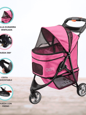 Coche para mascota 3 ruedas «UYWA» Pink