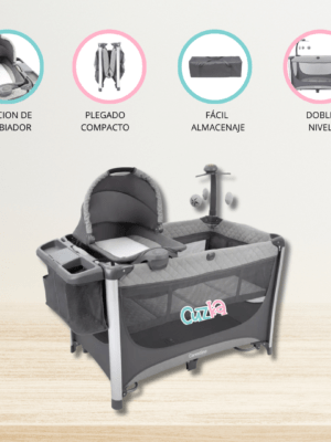 Cuna Corral Pack & Play para Bebé «VALENCIA» Gris