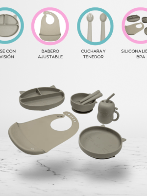 Set de Alimentación de Silicona «GATITO» Greige