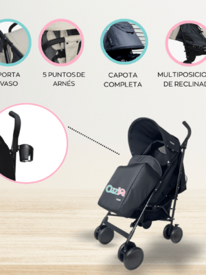 Coche Bastón para Bebé «KRHONOS» Black