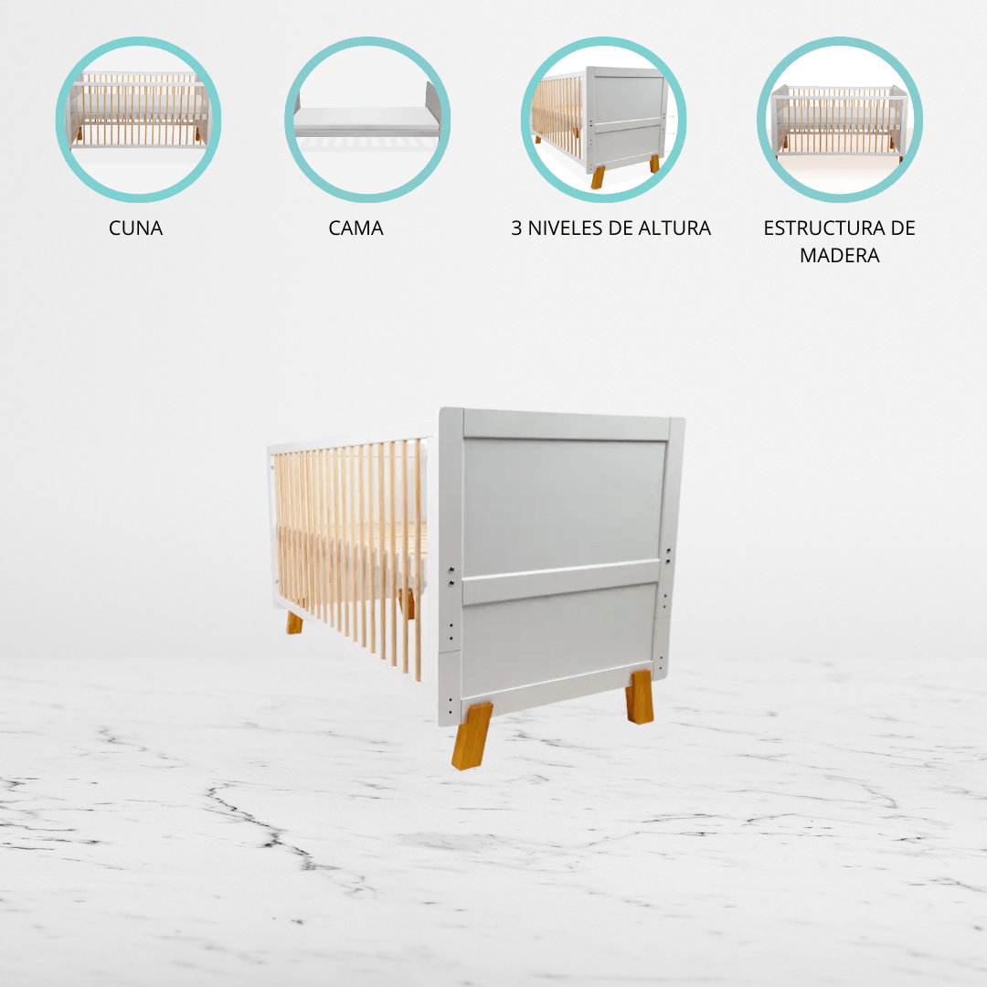 Cuna Cama de Madera «Vigo» White - Imagen 4