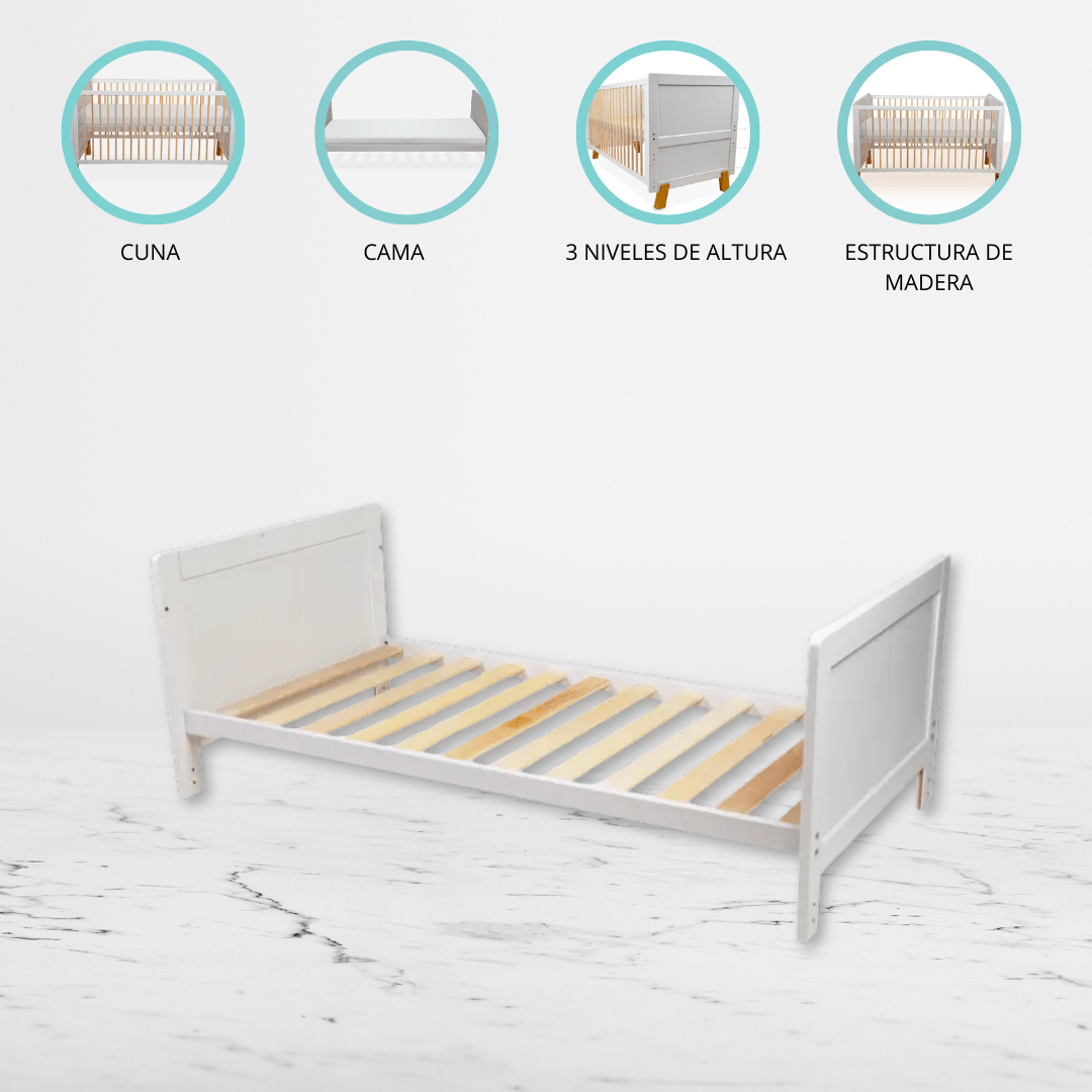 Cuna Cama de Madera «Vigo» White - Imagen 3