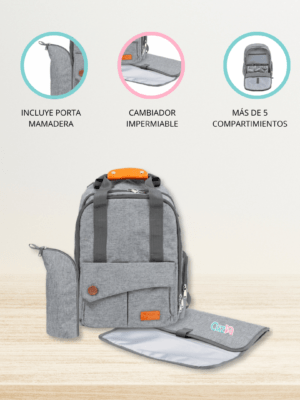Mochila Pañalera Infantil «ROMA» Gris
