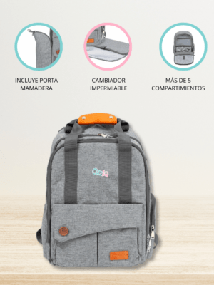 Mochila Pañalera Infantil «ROMA» Gris
