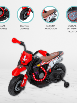 Moto a Batería Musical «SUNIX ONE» Con Bluetooth red