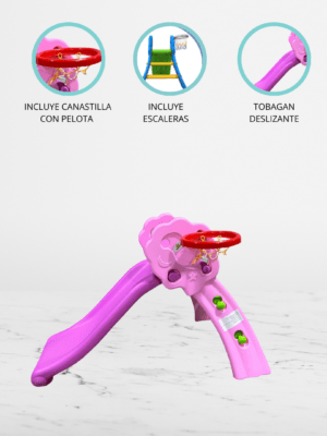 Tobogán con Canasto para Niños «RIDERE» PINK
