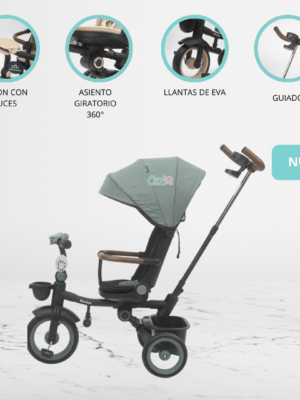 Triciclo Giratorio Plegable para Niños «PURA» Menta