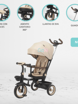 Triciclo Giratorio Plegable para Niños «PURA» Beige