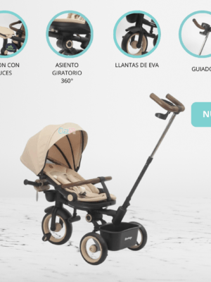 Triciclo Giratorio Plegable para Niños «PURA» Beige