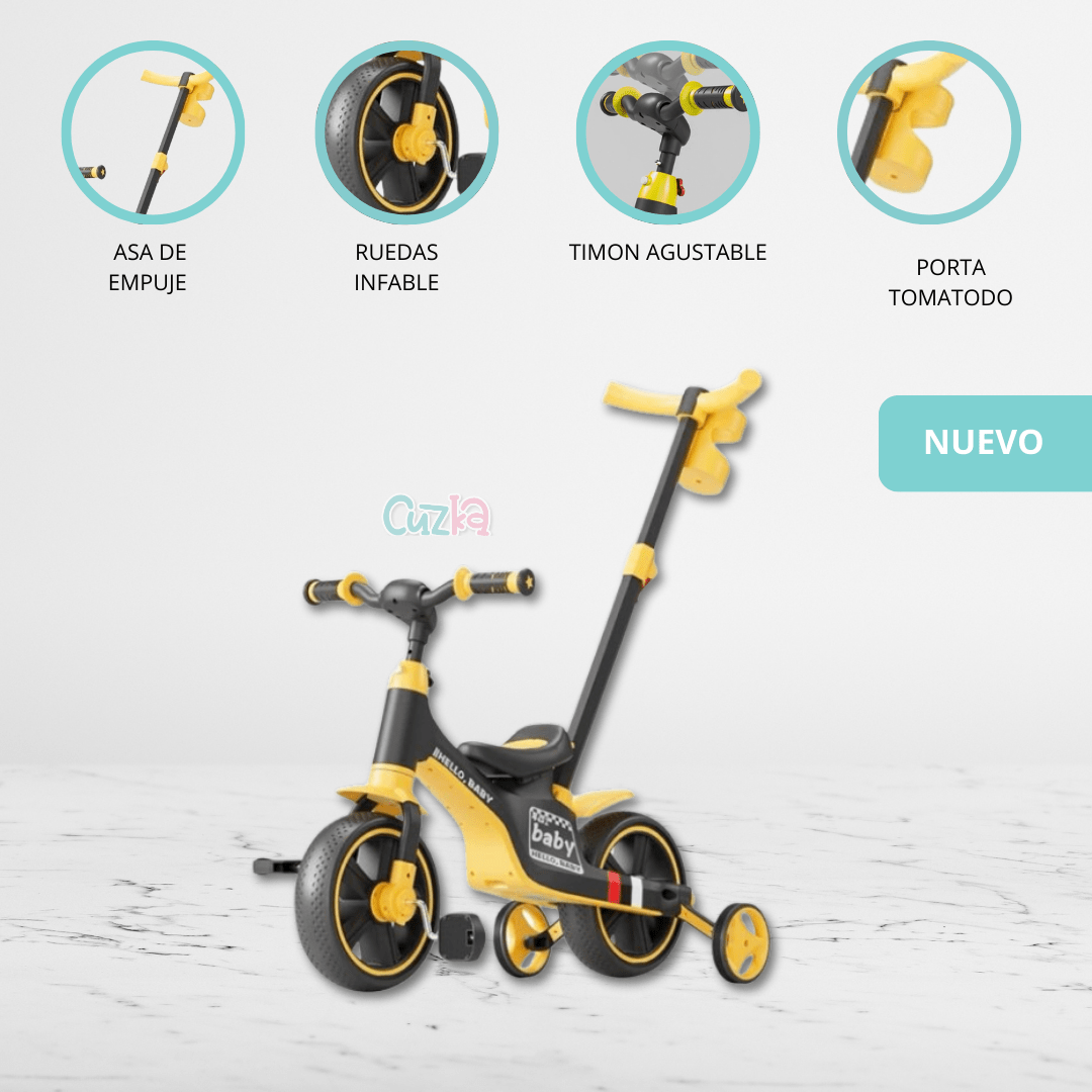 Bicicleta Guía 3 en 1 para Niños «CYCLO GUÍA» Yellow - Imagen 2