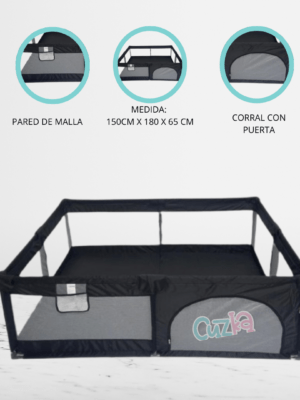 Corral Plegable para Bebé «GIANT» Black