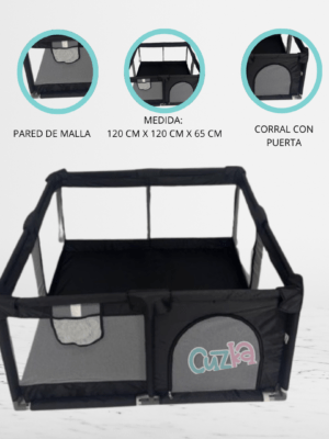 Corral Plegable para Bebé «PETITE» Black