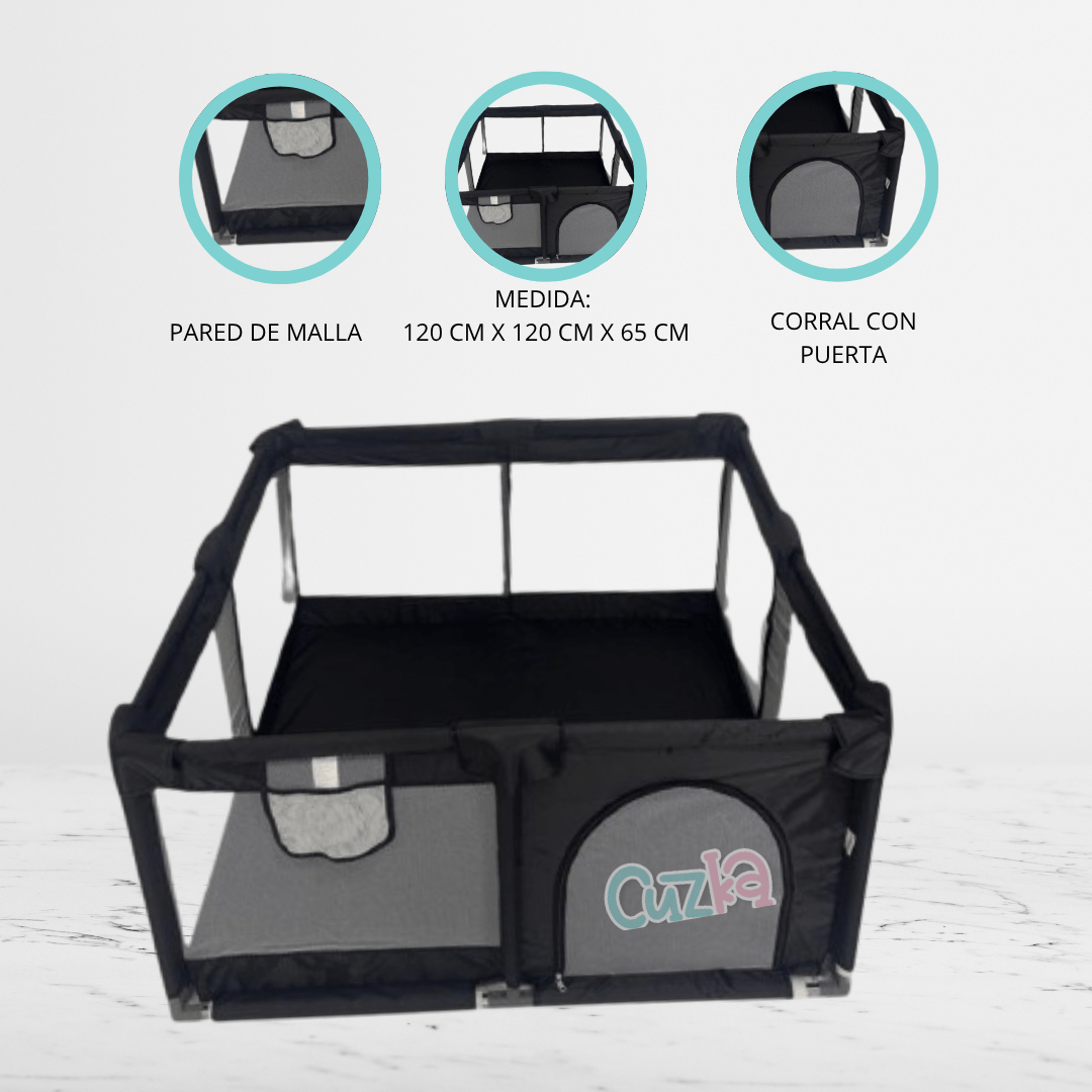 Corral Plegable para Bebé «PETITE» Black